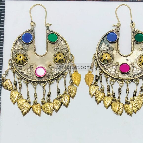 Afghan Kuchi Handmade Earring,Tribal Hoop Earrings, Ethnic Jewelry,Gift ForHer - Picture 2 of 11